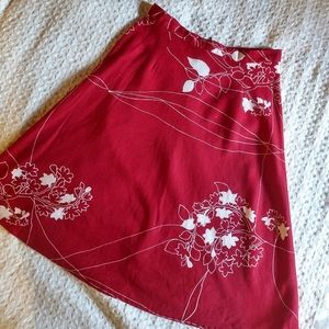Vintage Linen Blend Red & White Skirt